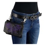 Milwaukee Leather MP8852 Women’s Black and Purple Leather Multi Pocket Belt Bag - Image 2