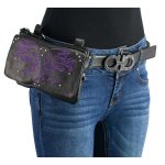 Milwaukee Leather MP8852 Women’s Black and Purple Leather Multi Pocket Belt Bag - Image 3