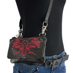 Milwaukee Leather MP8852 Women’s Black and Red Leather Multi Pocket Belt Bag