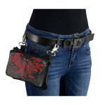 Milwaukee Leather MP8852 Women’s Black and Red Leather Multi Pocket Belt Bag - Image 2