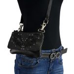Milwaukee Leather MP8853 Women’s ‘Flower’ Black Leather Multi Pocket Belt Bag
