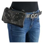 Milwaukee Leather MP8853 Women’s ‘Flower’ Black Leather Multi Pocket Belt Bag - Image 3