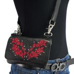 Milwaukee Leather MP8853 Women’s ‘Flower’ Black and Red Leather Multi Pocket Belt Bag