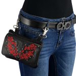 Milwaukee Leather MP8853 Women’s ‘Flower’ Black and Red Leather Multi Pocket Belt Bag - Image 2