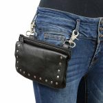 Milwaukee Leather MP8855 Women’s Black Leather ‘Studded’ Hip Belt Bag