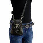 Milwaukee Leather MP8856 Women’s ‘Studded’ Black Leather Drop Set Belt Bag
