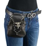 Milwaukee Leather MP8856 Women’s ‘Studded’ Black Leather Drop Set Belt Bag - Image 2