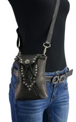 Milwaukee Leather MP8857 Women’s Black Leather Drop Set Belt Bag