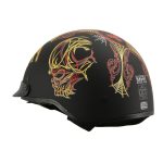 Milwaukee Helmets MPH9724DOT Skull Graphic Matte Black Half Helmet DOT w/ Drop Down Sun Visor - Image 6