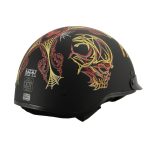 Milwaukee Helmets MPH9724DOT Skull Graphic Matte Black Half Helmet DOT w/ Drop Down Sun Visor - Image 7
