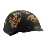 Milwaukee Helmets MPH9724DOT Skull Graphic Matte Black Half Helmet DOT w/ Drop Down Sun Visor - Image 8