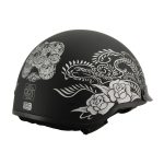 Milwaukee Helmets MPH9725DOT Sugar Skull and Rose Matte Black DOT Helmet with Drop Sun Visor - Image 5