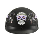Milwaukee Performance Helmets MPH9726DOT Sugar Skull Matte Black DOT Half Helmet w/ Drop Down Visor - Image 5