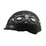 Milwaukee Performance Helmets MPH9726DOT Sugar Skull Matte Black DOT Half Helmet w/ Drop Down Visor - Image 7