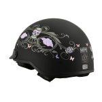 Milwaukee Performance Helmets MPH9726DOT Sugar Skull Matte Black DOT Half Helmet w/ Drop Down Visor - Image 6