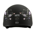 Milwaukee Performance Helmets MPH9726DOT Sugar Skull Matte Black DOT Half Helmet w/ Drop Down Visor - Image 3