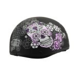 Milwaukee Helmets MPH9772DOT Ladies Sugar Skull Design Matte Black Half Helmet - Image 7