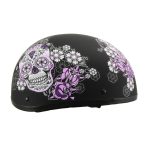 Milwaukee Helmets MPH9874N Novelty Flowered Sugar Skull Matte Black Half Helmet - Image 4