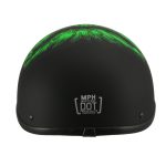 Milwaukee Helmets MPH9773 Green Skeleton Matte Black DOT Half Helmet - Image 4