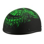 Milwaukee Helmets MPH9773 Green Skeleton Matte Black DOT Half Helmet - Image 7