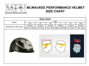 Milwaukee Helmets MPH9779 Black ‘Silver Skull’ DOT Half Helmet - Image 4