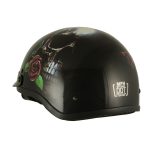 Milwaukee Helmets MPH9780 Black Rose Skull & Revolver DOT Half Helmet - Image 9