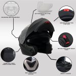Milwaukee Performance Helmets MPH9803DOT Ionized Matte Black Advanced Modular Motorcycle Helmet w/ Drop Down Visor - Image 2