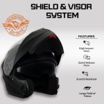Milwaukee Performance Helmets MPH9803DOT Ionized Matte Black Advanced Modular Motorcycle Helmet w/ Drop Down Visor - Image 5