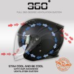 Milwaukee Performance Helmets MPH9805DOT Shift Open Face 3/4 Matte Black Helmet Biker w/ Drop Down Visor - Image 5