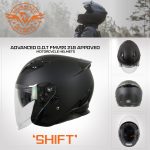 Milwaukee Performance Helmets MPH9805DOT Shift Open Face 3/4 Matte Black Helmet Biker w/ Drop Down Visor - Image 6