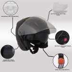 Milwaukee Performance Helmets MPH9805DOT Shift Open Face 3/4 Matte Black Helmet Biker w/ Drop Down Visor - Image 2