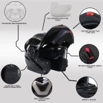 Milwaukee Helmets MPH9806DOT Ionized Gloss Black Advanced Motorcycle Modular Helmet Biker w/ Drop Down Visor - Image 2