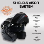 Milwaukee Helmets MPH9806DOT Ionized Gloss Black Advanced Motorcycle Modular Helmet Biker w/ Drop Down Visor - Image 5