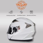 Milwaukee Helmets MPH9807DOT Ionized Gloss White Advanced Motorcycle Modular Helmet Biker w/ Drop Down Visor - Image 6