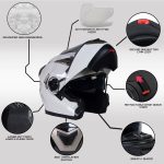 Milwaukee Helmets MPH9807DOT Ionized Gloss White Advanced Motorcycle Modular Helmet Biker w/ Drop Down Visor - Image 2