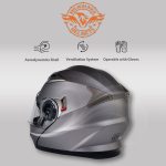 Milwaukee Helmets MPH9808DOT Ionized Silver Advanced Motorcycle Modular Helmet Biker w/ Drop Down Visor - Image 6
