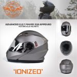 Milwaukee Helmets MPH9808DOT Ionized Silver Advanced Motorcycle Modular Helmet Biker w/ Drop Down Visor - Image 7