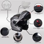 Milwaukee Helmets MPH9808DOT Ionized Silver Advanced Motorcycle Modular Helmet Biker w/ Drop Down Visor - Image 2