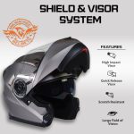 Milwaukee Helmets MPH9808DOT Ionized Silver Advanced Motorcycle Modular Helmet Biker w/ Drop Down Visor - Image 5