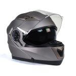 Milwaukee Helmets MPH9808DOT Ionized Silver Advanced Motorcycle Modular Helmet Biker w/ Drop Down Visor - Image 9