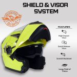 Milwaukee Helmets MPH9809DOT Ionized Neon Yellow Advanced Motorcycle Modular Helmet Biker w/ Drop Down Visor - Image 5