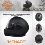 Milwaukee Helmets MPH9812DOT Flat Black Menace Advanced Motorcycle Modular Helmet Biker w/ Drop Down Visor - Image 7