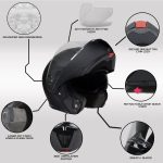 Milwaukee Helmets MPH9812DOT Flat Black Menace Advanced Motorcycle Modular Helmet Biker w/ Drop Down Visor - Image 2