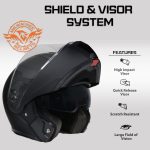 Milwaukee Helmets MPH9812DOT Flat Black Menace Advanced Motorcycle Modular Helmet Biker w/ Drop Down Visor - Image 5