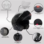 Milwaukee Helmets MPH9813DOT Gloss Black Menace DOT Approved Motorcycle Modular Helmet w/ Drop Down Visor - Image 2