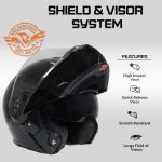 Milwaukee Helmets MPH9813DOT Gloss Black Menace DOT Approved Motorcycle Modular Helmet w/ Drop Down Visor - Image 5