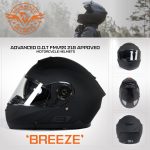 Milwaukee Helmets Breeze Flat Black Advanced Motorcycle Modular Helmet w/ Drop Down Visor DOT Approved MPH9814DOT - Image 7