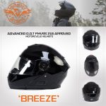 Milwaukee Helmets MPH9815DOT Breeze Gloss Black Advanced Motorcycle Modular Helmet Biker w/ Drop Down Visor - Image 7