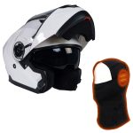 Milwaukee Helmets MPH9816DOT ‘Breeze’ White Modular Helmet for Men and Women Biker w/ MP7922FMSET Heated Balaclava Bundle