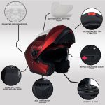 Milwaukee Helmets MPH9817DOT Breeze Red Advanced Motorcycle Modular Helmet Biker w/ Drop Down Visor - Image 2